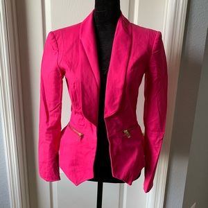 Hot Pink Blazer with Gold Zipper Details